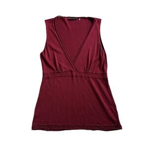Elie Tahari Dark Red Babydoll Tank Top Silk Cashmere Blend Size Large Y2K 90s